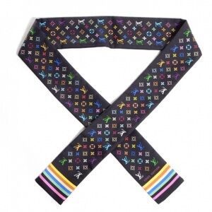 Louis Vuitton × Takashi Murakami
Silk Monogram Multicolor Bandeau Black Scarf